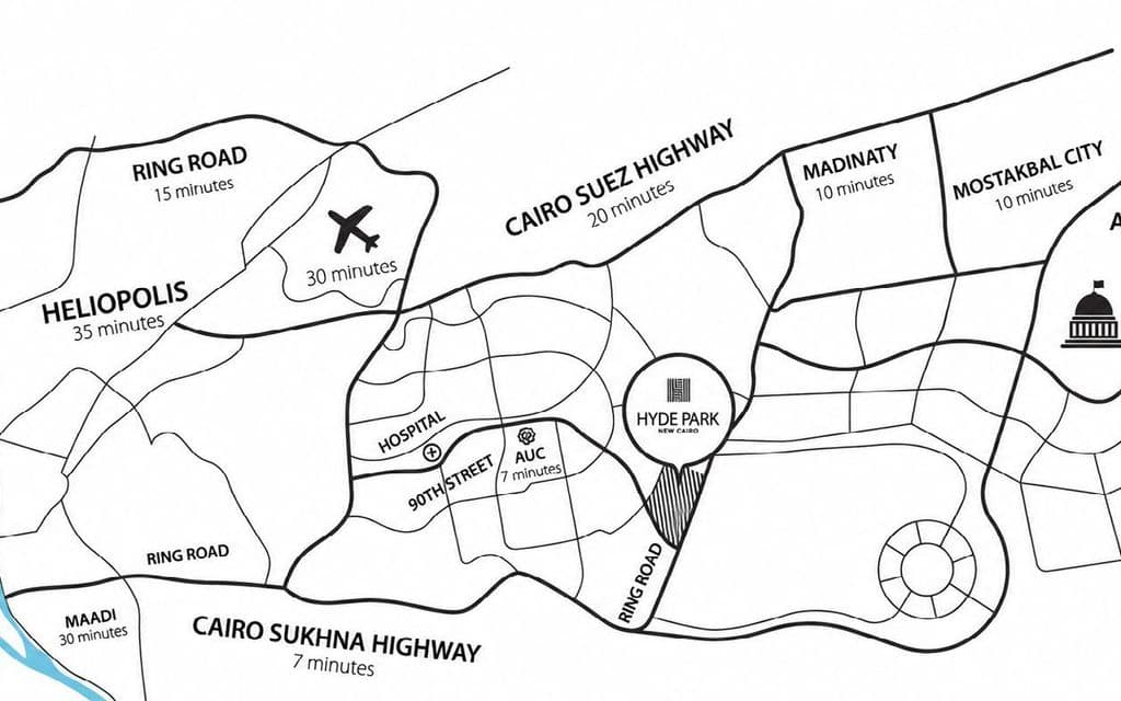 خريطة موقع One Hyde Park في القاهرة الجديدة